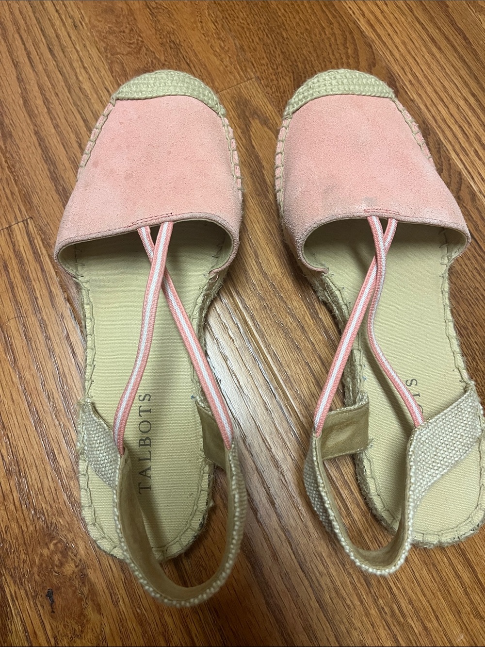 Talbots Pink Suede Espadrille Slingback Flats with Elastic Straps